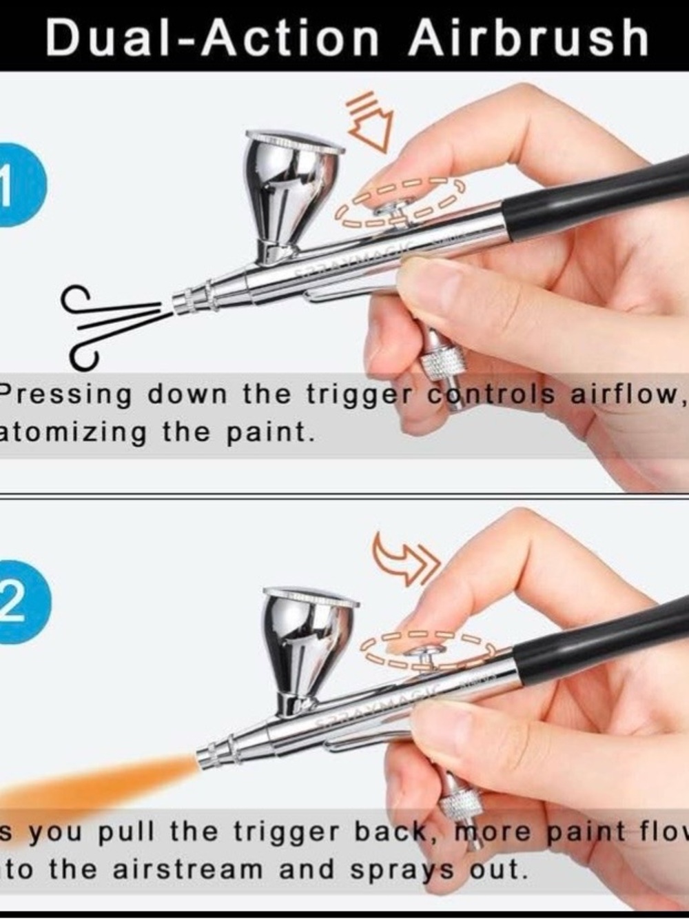 NEW Airbrush Kit with Compressor – Dual-Action Spray Gun for Art, Nails & Models - Picture 6 of 7